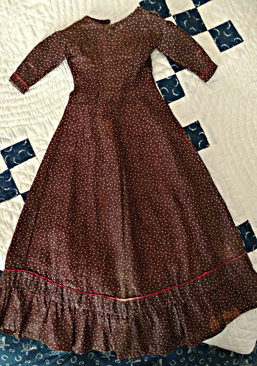 19th Century Calico Doll Dress Hand Stitched Brown Fabric - The ...