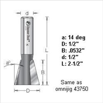 Amana 45806 1/2"D 14 Degree Dovetail Router Bit 1/2" Shank Amana 45806 1/2"D 14 Degree Dovetail Router Bit 1/2" Shank