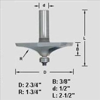 Amana 49550 1-3/4" Radius Table Top Edge Router Bit 1/2" Shank Amana 49550 1-3/4" Radius Table Top Edge Router Bit 1/2" Shank