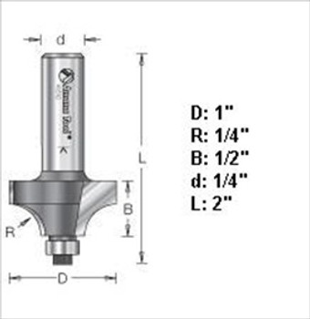 Amana 49604 1/4" Radius Edge Beading Router Bit 1/4" Shank Amana 49604 1/4" Radius Edge Beading Router Bit 1/4" Shank