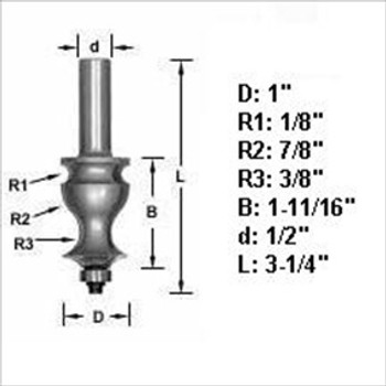 Amana 54220 Classical Moulding Router Bit 1/2" Shank Amana 54220 Classical Moulding Router Bit 1/2" Shank