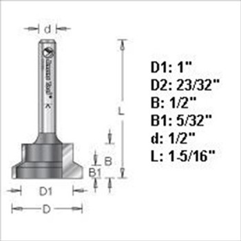 Amana 55387 Drawer Lock Bit 1/2" Shank Amana 55387 Drawer Lock Bit 1/2" Shank