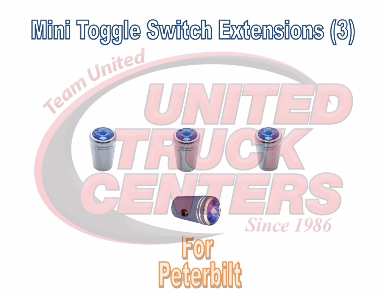 Toggle Switch extensions for Peterbilt Set of 3 Mini Clear Jewel Chrome
