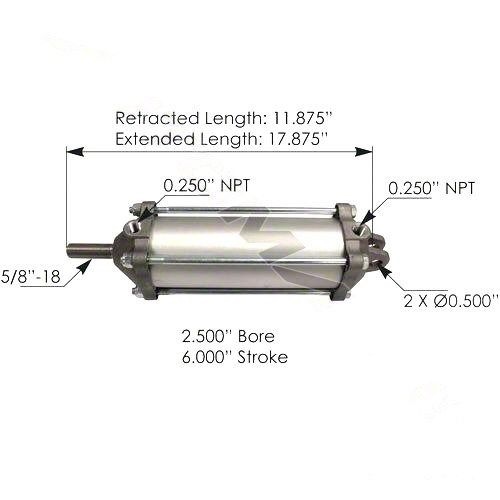 Dump Truck Locking Tailgate Air Cylinder 21/2" Diameter x 4" Stroke