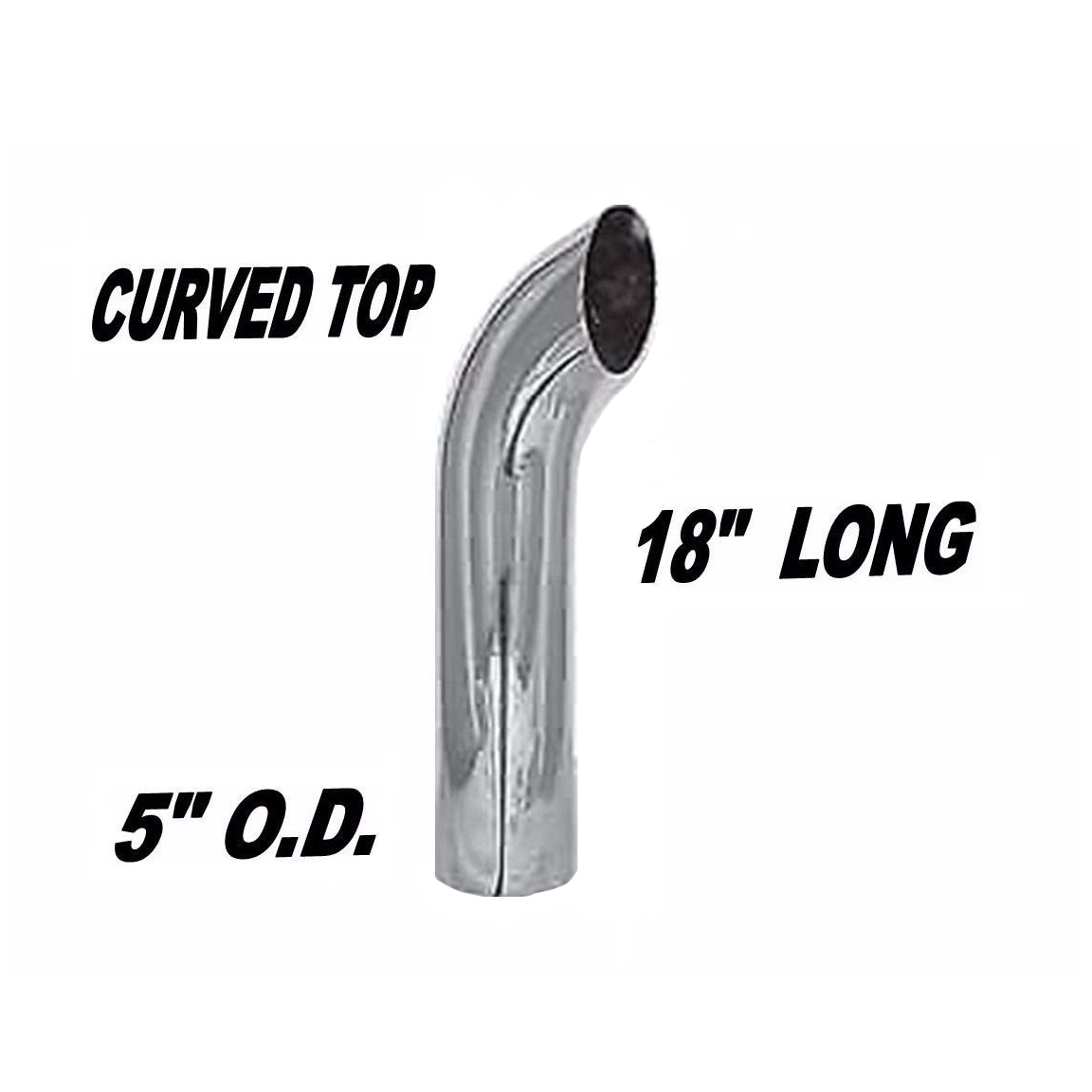Chrome Exhaust Stack Pipe Tailpipe for Peterbilt, Kenworth 5" OD x 18