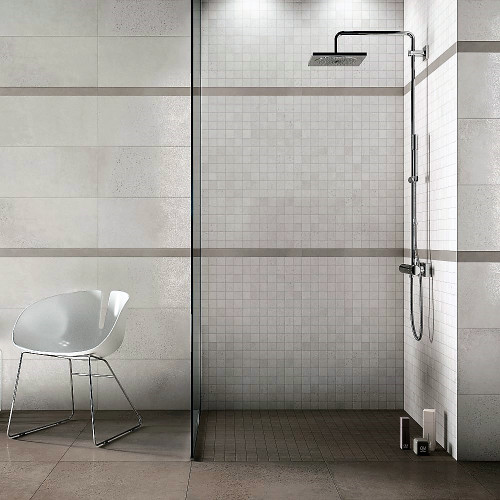 Downtown Ivory 30x60 + Downtown Ivory Mosaic 30x30
Wet Rom Bathroom Setting