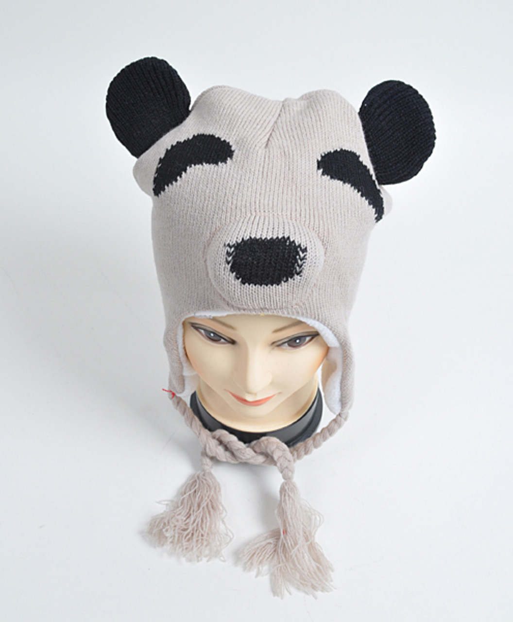 Knit Ivory Panda Animal Hats - AHN011102
