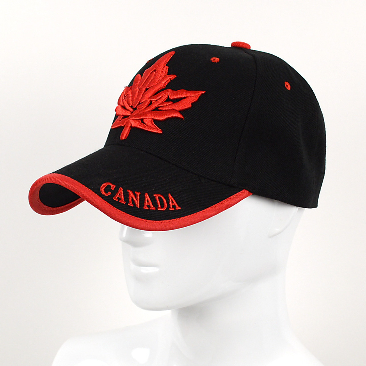 Canada Leaf Black & Red 3D Embroidered Baseball Cap, Hat ...