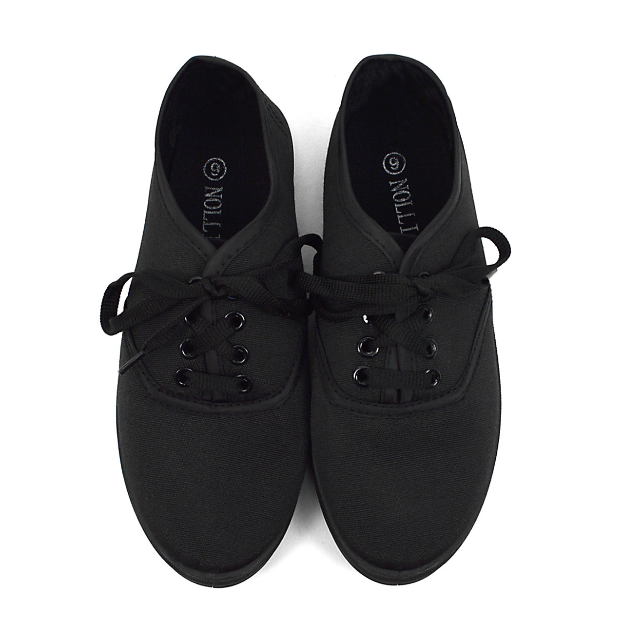 18pcs Women's Canvas Flat Black Casual Shoes Sneakers
