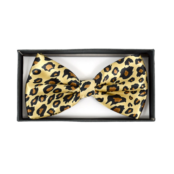 Men's Leopard Brown Banded Bow Tie