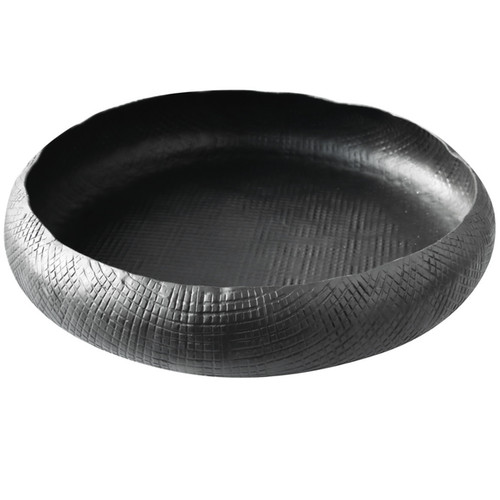 Black Crosshatch Aluminum Curved Edge Bowl Black Crosshatch Aluminum Curved Edge Bowl