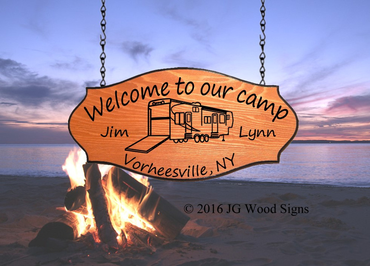 RV Name Sign Personalized Travel Trailer Camping Sign Includes