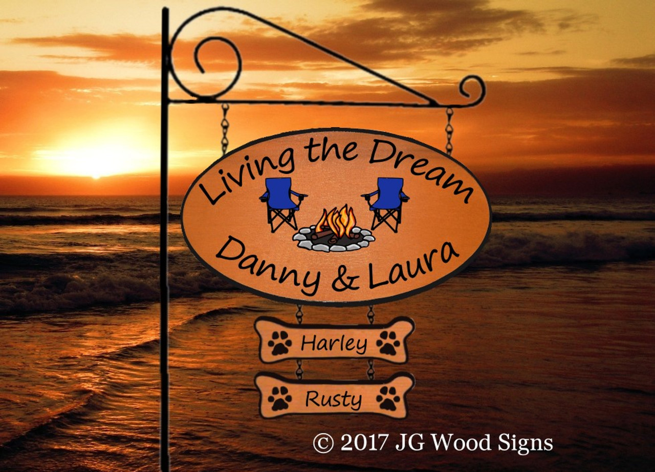 RV Camper Sign Large Oval Personalized Family Name Sign With 2 Add On   22WideOvDannyLaura LTD CChair CF DB2PP SP RGH  10339.1490645442 