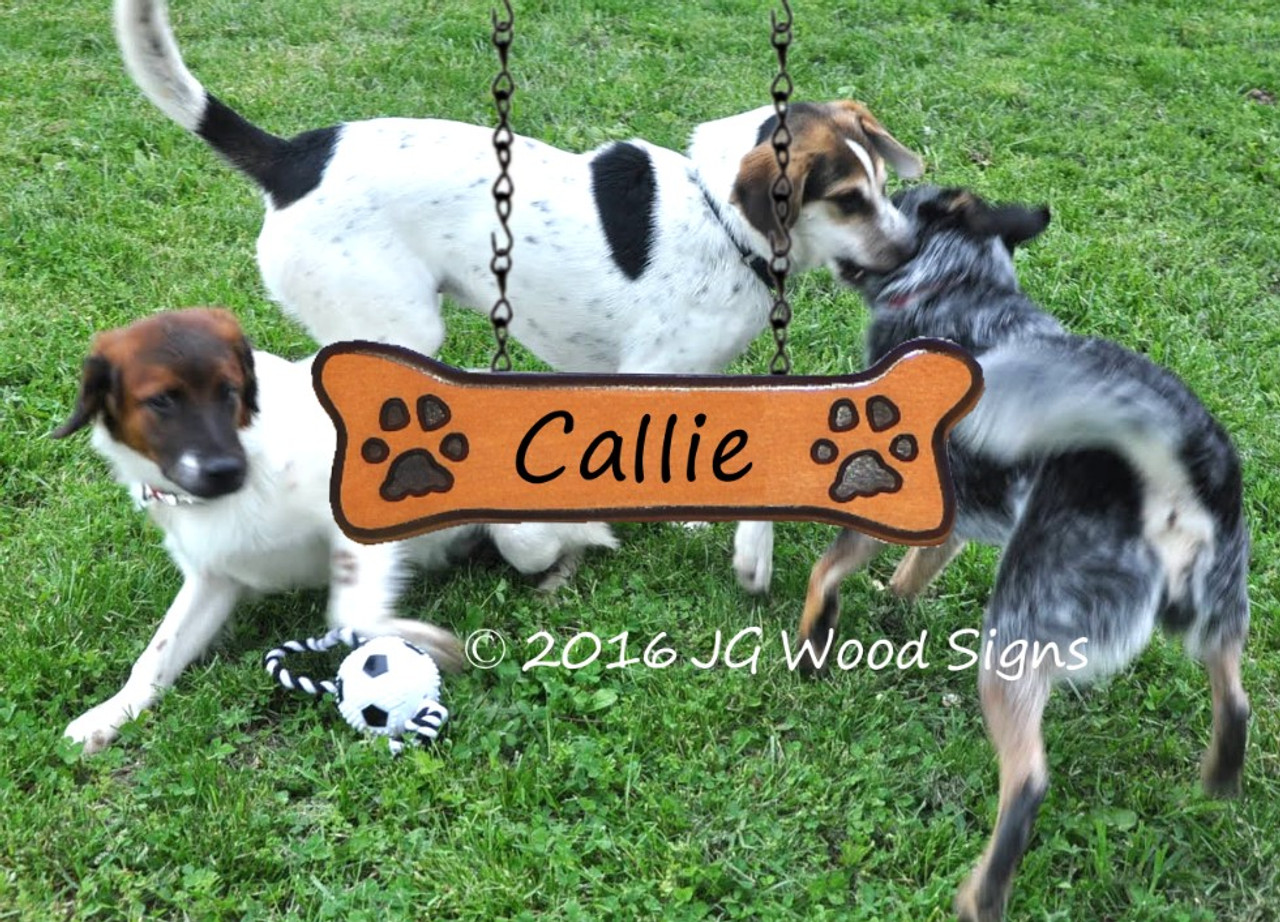 custom camp sign pet name dog bone addon wooden name sign dog