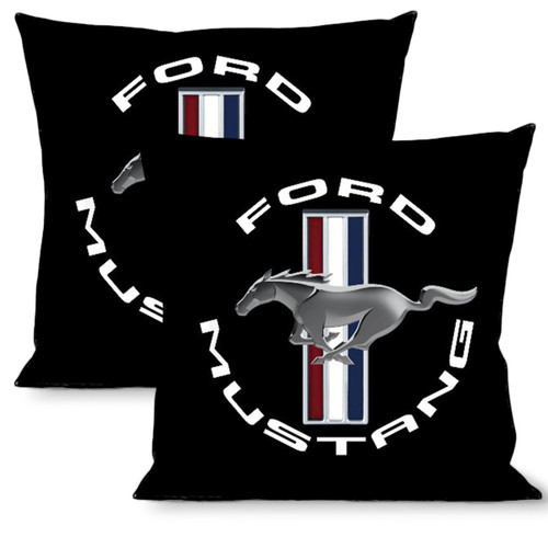 Pillow - Throw - Mustang Tribar Logo with Text Pillow - Throw - Mustang Tribar Logo with Text