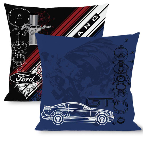 Pillow -Throw - Mustang GT/Blueprint & Diagonal Stripe Pillow -Throw - Mustang GT/Blueprint & Diagonal Stripe