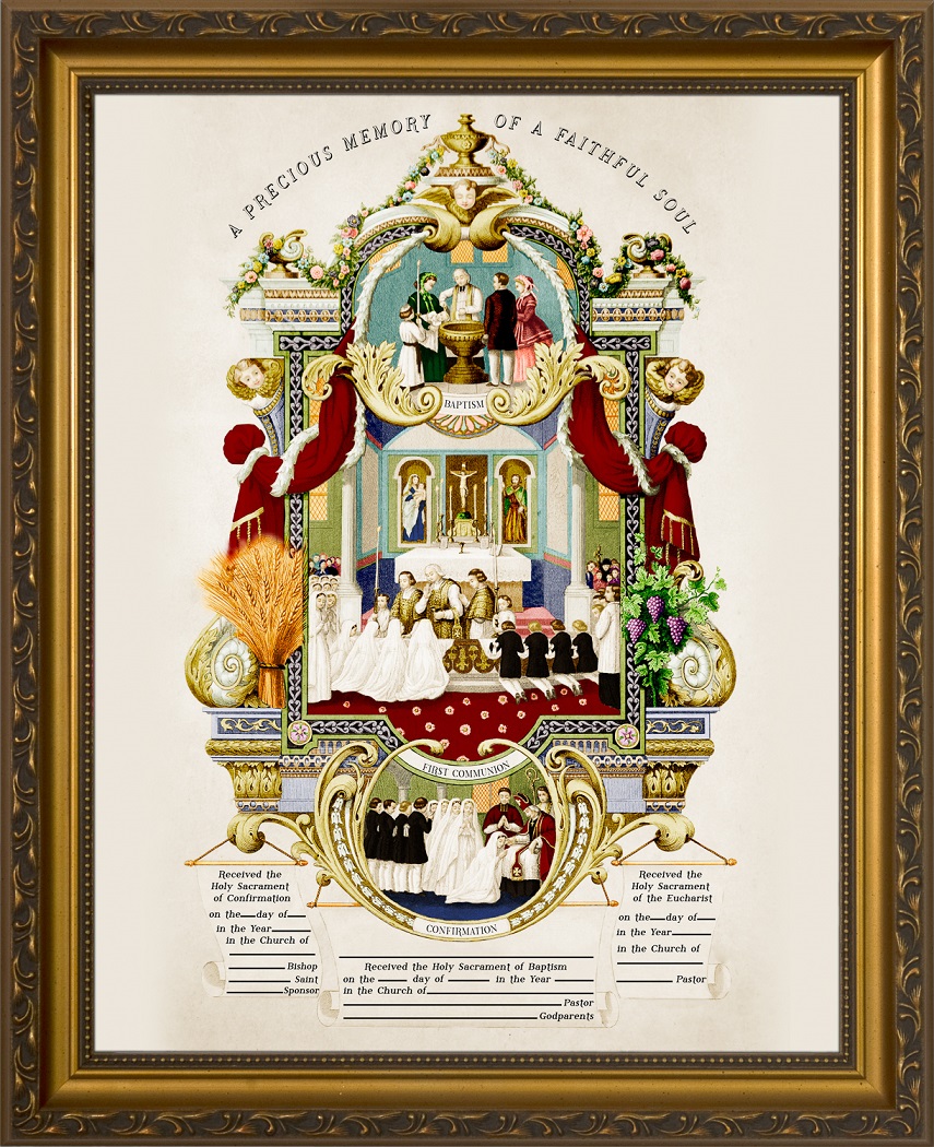 traditional sacraments of initiation record certificate in gold