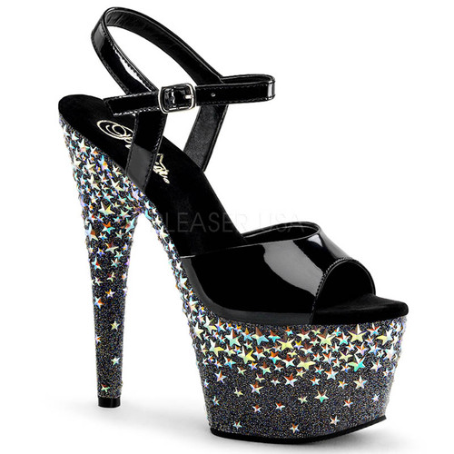 Starsplash-709, 7 Inch Ankle Strap Sandal with Stars on Platform Starsplash-709, 7 Inch Ankle Strap Sandal with Stars on Platform