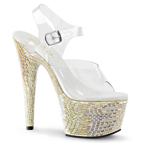 Pleaser | Bejeweled-708MR, 7 Inch Ankle Strap Sandal with Rhinestones ...
