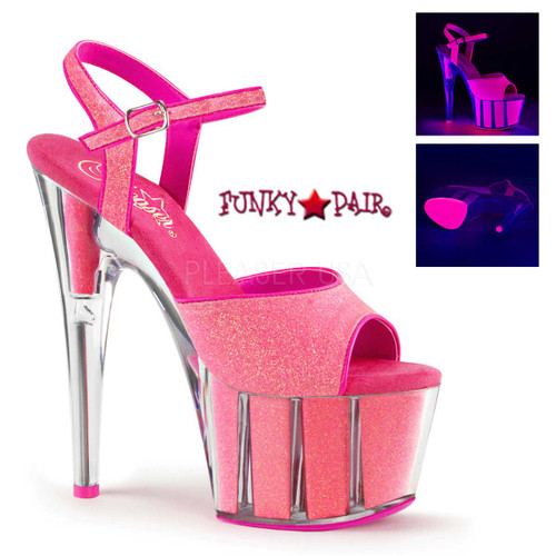 Adore-709G, 7 Inch High Heel Platform with Glitter Fill and Backlight Reactive Adore-709G, 7 Inch High Heel Platform with Glitter Fill and Backlight Reactive