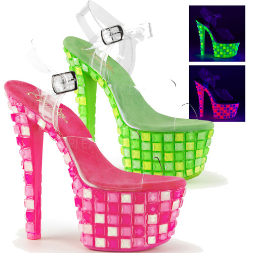 Sky-308UVT, 7 Inch Ankle Strap with UV Tiles on Platform Sandal (Sky-308 Sky-308UVT, 7 Inch Ankle Strap with UV Tiles on Platform Sandal (Sky-308