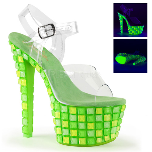 Sky-308UVT, 7 Inch Ankle Strap with UV Tiles on Platform Sandal (Sky-308 Sky-308UVT, 7 Inch Ankle Strap with UV Tiles on Platform Sandal (Sky-308