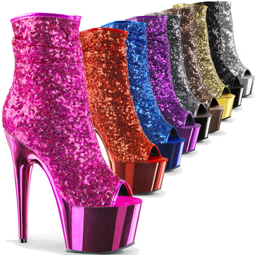 Adore-1008SQ, 7 inch peep toe sequin ankle boot Adore-1008SQ, 7 inch peep toe sequin ankle boot