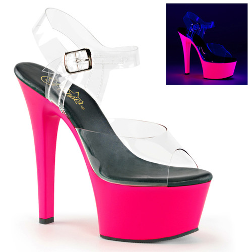 Aspire-608UV, 6 Inch Ankle Strap with UV bottom Platform Aspire-608UV, 6 Inch Ankle Strap with UV bottom Platform