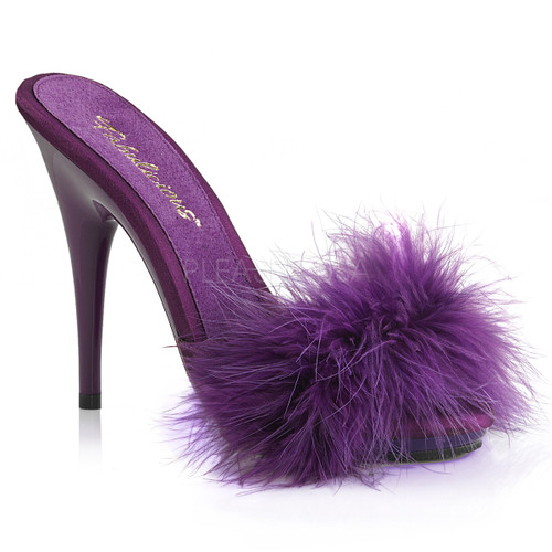Poise-501F, 5 Inch Heel Plaform Marabou Slide Poise-501F, 5 Inch Heel Plaform Marabou Slide