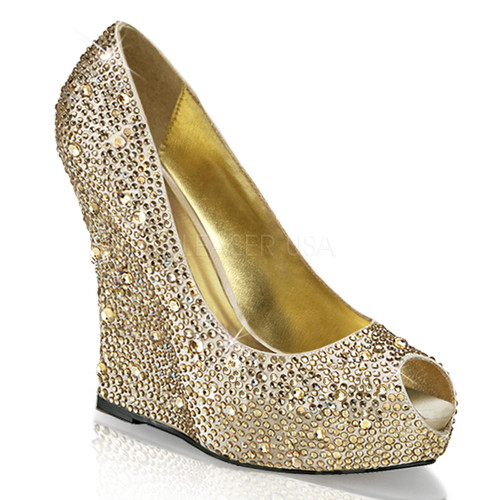 Isabelle-18, 5.25 Inch Wedge Pump with Rhinestones Isabelle-18, 5.25 Inch Wedge Pump with Rhinestones