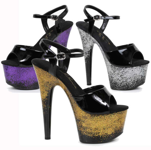 709-Cari, 7 Iinch Ankle Strap with Glitter Platform 709-Cari, 7 Iinch Ankle Strap with Glitter Platform