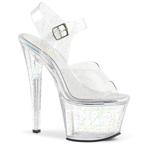 Sky-308MMG, 7 Inch High Heel Ankle Strap Sandal with Mini Glitters Sky-308MMG, 7 Inch High Heel Ankle Strap Sandal with Mini Glitters
