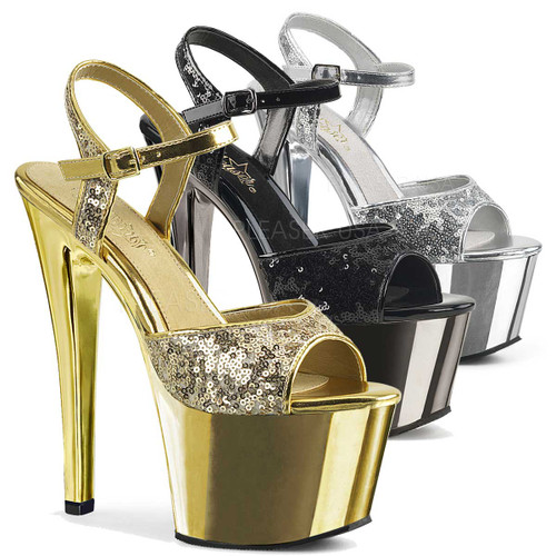 Sky-310SQ, 7 Inch High Heel with Sequin Strap Sandal Sky-310SQ, 7 Inch High Heel with Sequin Strap Sandal