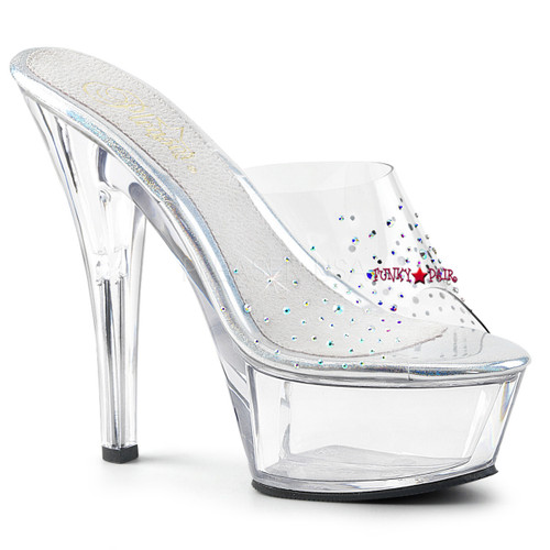 Kiss-201SD, 6 Inch High Heel Sandal with Rhinestones on Vamp Kiss-201SD, 6 Inch High Heel Sandal with Rhinestones on Vamp