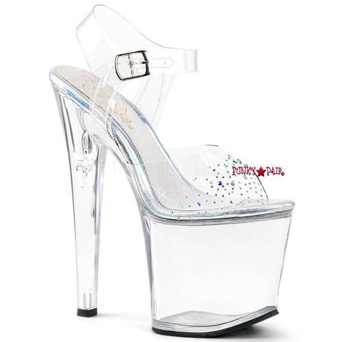 Taboo-708SD, 7.5 Inch High Heel Ankle Strap Platform Sandal with Rhinestones on Vamp Taboo-708SD, 7.5 Inch High Heel Ankle Strap Platform Sandal with Rhinestones on Vamp