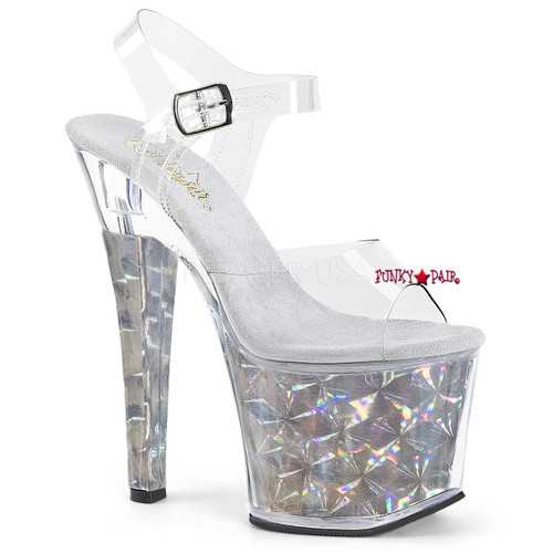Radiant-708BHG, 7 Inch High Heel Sandal with Holographic Bottom Radiant-708BHG, 7 Inch High Heel Sandal with Holographic Bottom