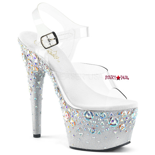 Adore-708ROSE, 7 Inch Stiletto Heel Ankle Strap with Rhinestones Adore-708ROSE, 7 Inch Stiletto Heel Ankle Strap with Rhinestones