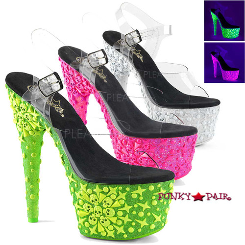 Adore-708NSK, 7 Inch High Heel Ankle Strap Sandal with Skull Adore-708NSK, 7 Inch High Heel Ankle Strap Sandal with Skull