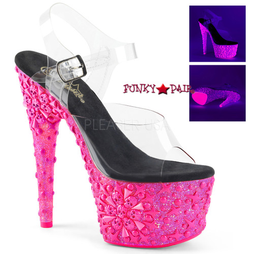Adore-708NSK, 7 Inch High Heel Ankle Strap Sandal with Skull Adore-708NSK, 7 Inch High Heel Ankle Strap Sandal with Skull