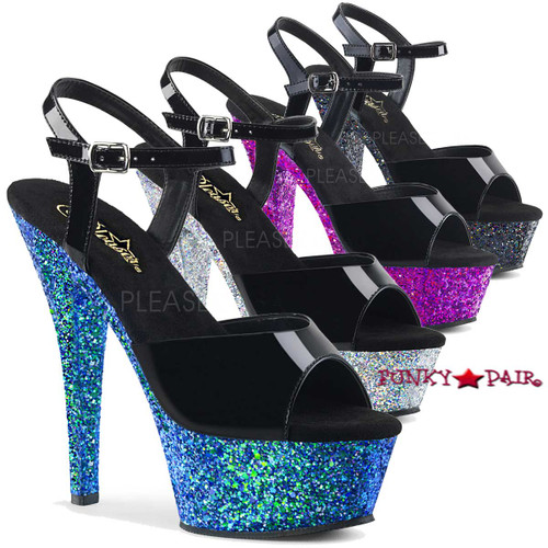 Kiss-209LG, 6 Inch Ankle Strap Sandal with Glitter Platform Kiss-209LG, 6 Inch Ankle Strap Sandal with Glitter Platform