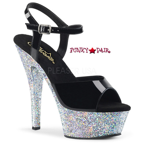 Kiss-209LG, 6 Inch Ankle Strap Sandal with Glitter Platform Kiss-209LG, 6 Inch Ankle Strap Sandal with Glitter Platform