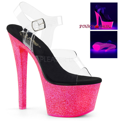 Sky-308UVG, 7 Inch High Heel with UV Blacklight Reactive Platform Sky-308UVG, 7 Inch High Heel with UV Blacklight Reactive Platform