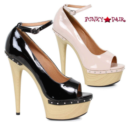 609-Valerie, 6 Inch High Heel Sandal with Wood Platform 609-Valerie, 6 Inch High Heel Sandal with Wood Platform