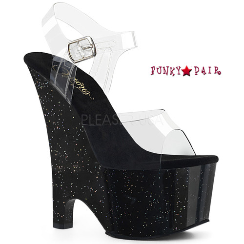 Beau-608MG, Glitter Wedge Platform Sandal Color Clr/Blk Multi Glitter Beau-608MG, Glitter Wedge Platform Sandal Color Clr/Blk Multi Glitter