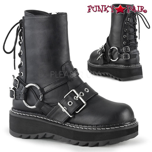 Womens Demonia Lilith Rear Lace Up Ankle Boots Womens Demonia Lilith Rear Lace Up Ankle Boots