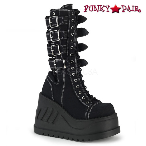 Womens Demonia Boots Stomp Platform Wedge With Buckles Womens Demonia Boots Stomp Platform Wedge With Buckles