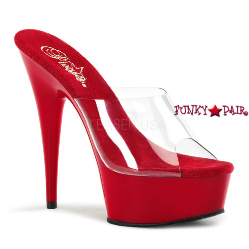 DELIGHT-601, 6 Inch High Heel with 1.75 Inch Platform Clear Mule Shoes DELIGHT-601, 6 Inch High Heel with 1.75 Inch Platform Clear Mule Shoes
