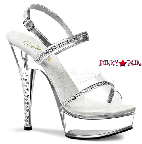 Diamond-639, 5.5 inch high heel with 1.5 inch platform Rhinestones Embedded Heel Sling Back Sandal Diamond-639, 5.5 inch high heel with 1.5 inch platform Rhinestones Embedded Heel Sling Back Sandal