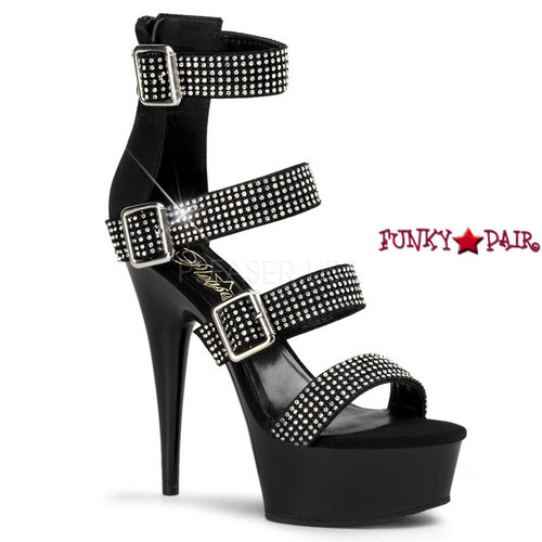 Delight-695, 6 inch high heel with 1.75 inch platform Rhinestones Strappy Sandal Delight-695, 6 inch high heel with 1.75 inch platform Rhinestones Strappy Sandal