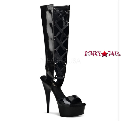 Pleaser | Delight-600-40, Platform Mid Calf Lace up Sandal Pleaser | Delight-600-40, Platform Mid Calf Lace up Sandal